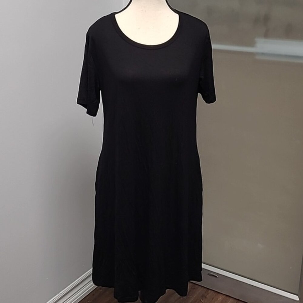 Wneedu Size L Black T-Shirt Midi Dress